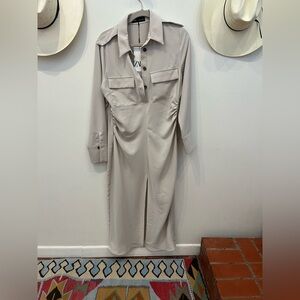 Zara Beige Long Sleeve Dress